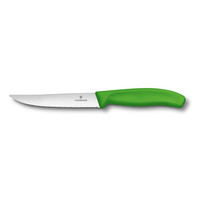 Нож Victorinox для стейка и пиццы, зеленая ручка, волнистое лезвие, 12 см (70001131)