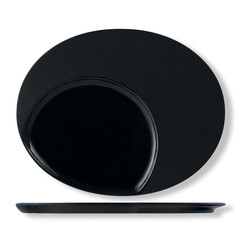Тарелка овальная P.L. Proff Cuisine 30*24 см с овальным центром, черная (81200059): фото
