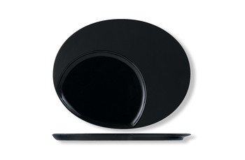 Тарелка овальная P.L. Proff Cuisine 30*24 см с овальным центром, черная (81200059): фото