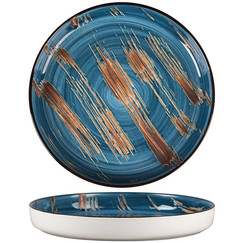 Тарелка с бортом Texture Dark Blue Lines 23 см, h 3 см (70001270): фото