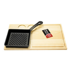 Сковорода P.L. Proff Cuisine квадратная на деревянной подставке, 16*16 см (71048182): фото