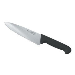 Нож P.L. Proff Cuisine PRO-Line поварской, черная ручка, волнистое лезвие, 20 см (99002238): фото