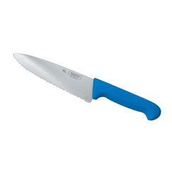 Нож P.L. Proff Cuisine PRO-Line поварской, синяя ручка, волнистое лезвие, 25 см (99002255): фото