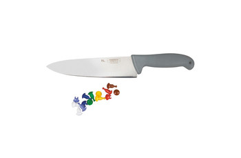 Шеф-нож P.L. Proff Cuisine PRO-Line с цветными кнопками 25 см, серая ручка (81004001): фото