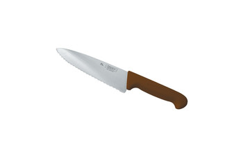 Нож P.L. Proff Cuisine PRO-Line поварской, коричневая ручка, волнистое лезвие, 20 см (99002250): фото