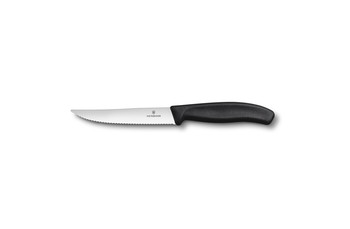 Нож Victorinox для стейка и пиццы, черная ручка, волнистое лезвие, 12 см (70001130): фото