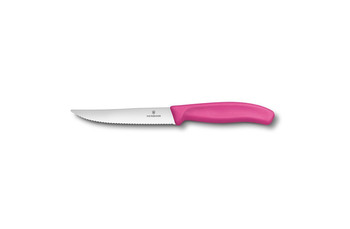 Нож Victorinox для стейка и пиццы, розовая ручка, волнистое лезвие, 12 см (70001132): фото