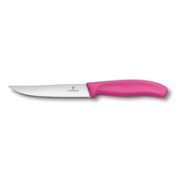 Нож Victorinox для стейка и пиццы, розовая ручка, волнистое лезвие, 12 см (70001132)