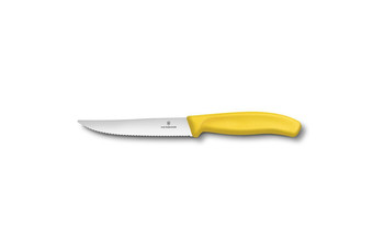 Нож Victorinox для стейка и пиццы, желтая ручка, волнистое лезвие, 12 см (70001133): фото