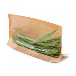 Пакет бумажный с окном для еды, 21*16/12*3 см, 100 шт/уп (81210413): фото