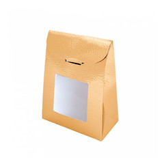 Пакетик с окном для кондитерских изделий 11,5+5,5*18 см, золотой (81210549): фото