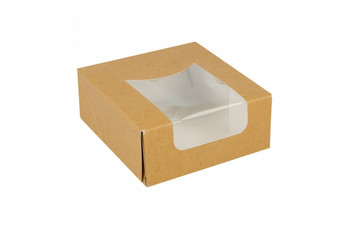 Коробка для с окном 10*10*4 см, натуральный, 50 шт/уп (81211498): фото