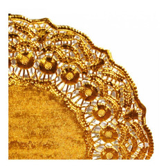 Салфетка ажурная золотая, 39 см, 100 шт/уп (81210776): фото