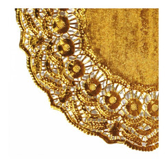 Салфетка ажурная золотая, 16,5 см, 100 шт/уп (81210770): фото
