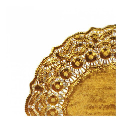 Салфетка ажурная золотая, 24 см, 100 шт/уп (81210773): фото