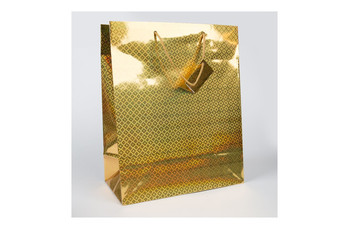 Пакет подарочный, 26,4*13,6*32,7 см, голография-золото (30000637): фото