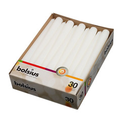 Свечи Bolsius конические белые, 24,5 см, 30 шт (81200783): фото