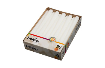 Свечи Bolsius конические белые, 24,5 см, 30 шт (81200783): фото