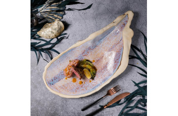 Блюдо овальное 51,8*23,5 см h3,5 см Light Purple Shell Northern Blue Frutti di Mare P.L.: фото